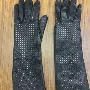 Black Studded Leather Gloves